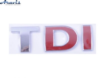 Емблема напис TDI на багажник червоний Crafter 2012- 100х32мм 2H853675A GQF
