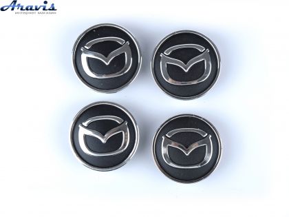 Колпачки на диски Mazda черные объемные 60/55мм заглушки на литые диски
