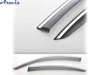 Дефлекторы окон ветровики Hyundai Sonata 2015-2020 П/К скотч FLY молдин из нержавеющей сталь 3D
