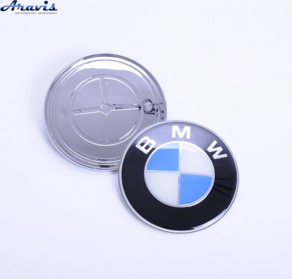 Эмблема BMW 82мм капот пластик 2 пукли оригинал качество Box