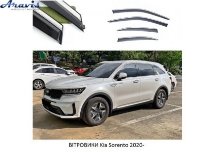 Дефлектори вікон вітровики Kia Sorento 2020- П/К клей FLY молдинг із нержавіючої сталі 3D BKASL2023-W/S (17-18)
