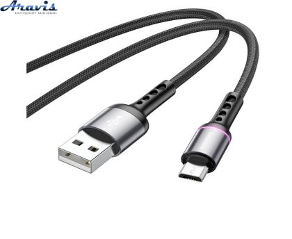 Кабель USB/Micro USB Borofone BU33 с индикатором 1.2м/2.4A Black