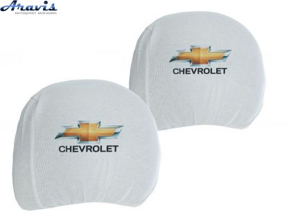 Чохол підголівників Chevrolet білий-кольоровий логотип