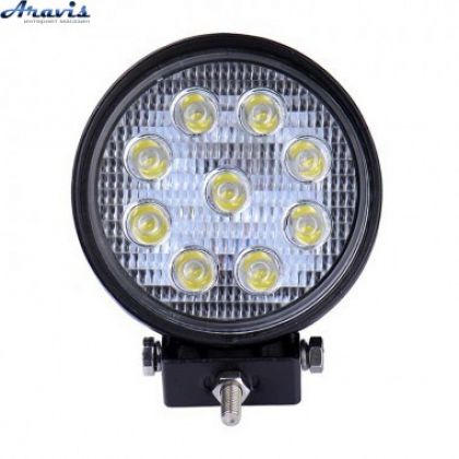 Додаткові світлодіодні фари LED Лідер 001-B 27 27W плоскі круглі дальній