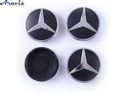 Ковпачки на диски Mercedes чорні об'ємні 60/55мм заглушки на литі диски