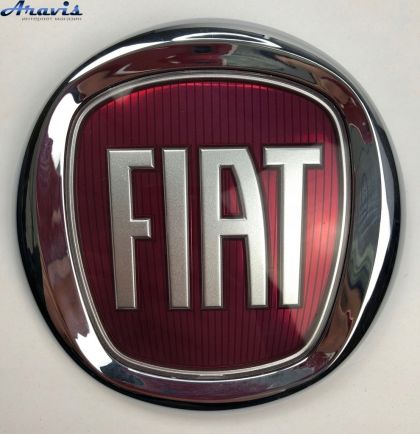 Эмблема Fiat Doblo Linea Palio Albea передняя болт 2 клипсы красная D519 D96мм