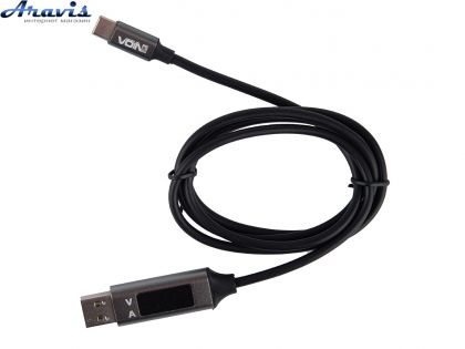 Кабель Voin CC-3201C GY, USB-Type C 3А 1m, grey з дисплеєм