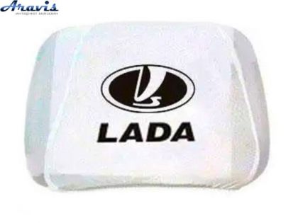Чехол подголовников Lada белый черный логотип