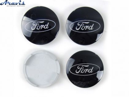 Колпачки на диски Ford черные гладкие 56/59мм заглушки на литые диски
