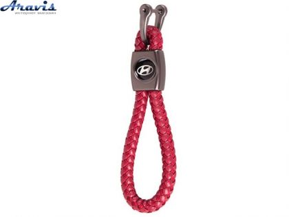 Брелок для ключів плетений зі скобою CN червоний Hyundai
