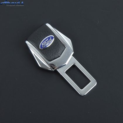 Заглушка ремня безопасности метал Ford цинк.сплав + кожа FLY тип №2