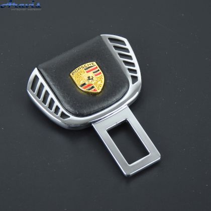 Заглушка ременя безпеки метал Porsche цинк.сплав + шкіра FLY тип №1