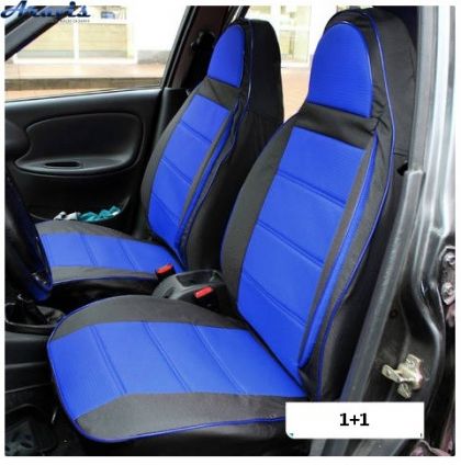 Чехлы на сиденья Pilot B 1+1 ткань+ткань синяя передние