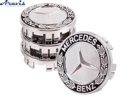 Колпачки на диски Mercedes 75x70 черный ABS пластик 4шт с колоском 52050