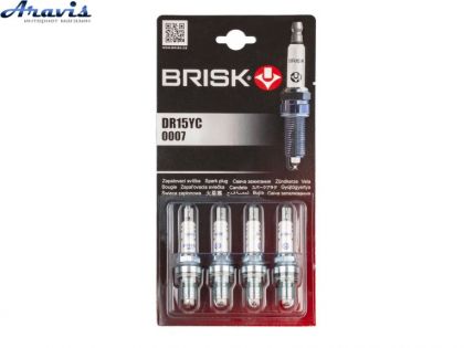 Свічки Brisk DR15YC.4B Super Зазор-0.8мм ключ-16 2112/Dacia/Renault/Largus 1.4 0007 Блістер