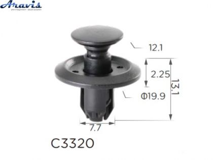 Клипсы C3320 распорные с фиксацией Nissan 0155303753 Mitsubishi MU488006 100шт