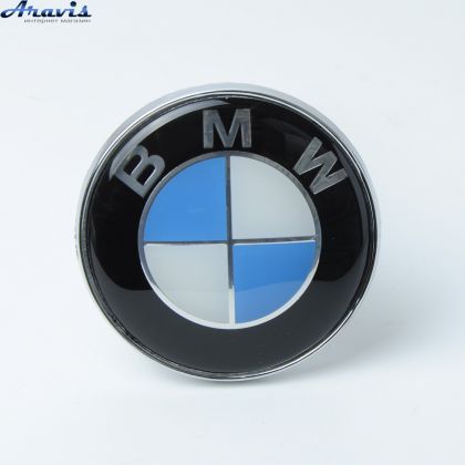 Емблема BMW 82мм капот пластик 2 пуклі Оригінал якість тих пакет,цільна