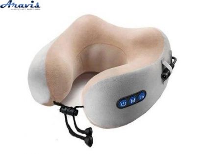 Подушка дорожная для шеи замшевая с эффектом памяти+массажер 3 режима Pillow 414