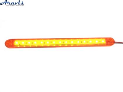 Габарит оранжевый 204х20мм 12/24V Led 15 диод Thoc Auto ТН-1511