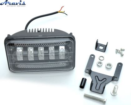 Дополнительные светодиодные фары LED прямоугольные 75W 15W*5 170*105*80mm с дхо Yellow 01-75 ближний