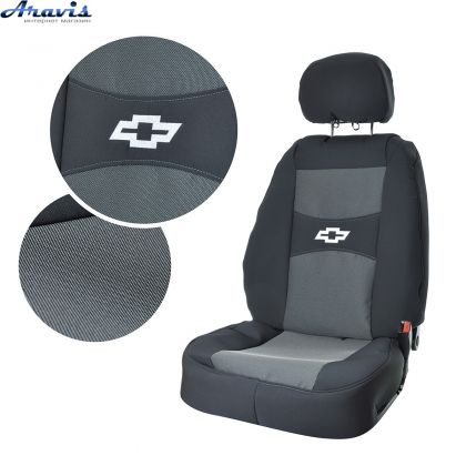 Чехлы на сиденья Chevrolet Aveo седан 02-11/ZAZ VIDA Подголовники черно-серые Автосвiт Авео