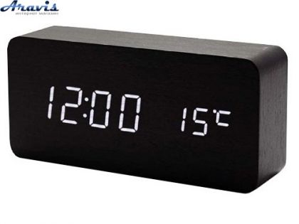 Годинник з термометром PTVS 862-6 білий екран корпус чорний USB