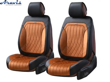 Накидки на сидения алькантара+кожзам коричневые Elegant Modena полный комплект