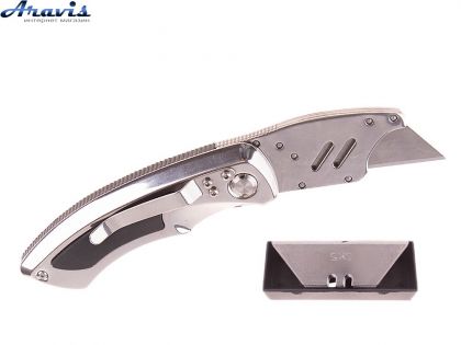 Нож складной строительный HENSTRONG H-K201159+5 запасных лезвий
