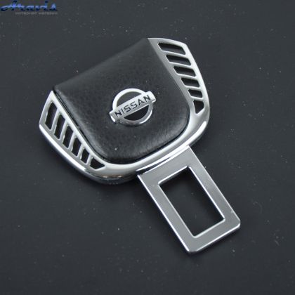 Заглушка ремня безопасности метал Nissan цинк.сплав + кожа FLY тип №1