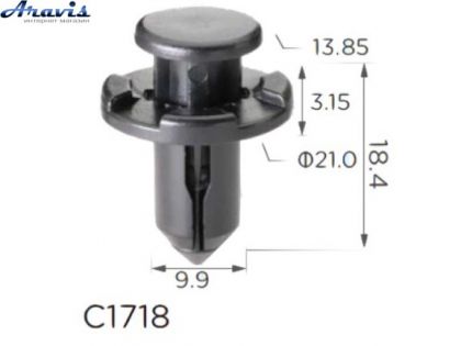 Кліпси C1718 розпірні Subaru 90914-0007,909140007,11408 100шт