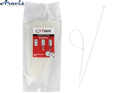Хомут пластиковий Tiger ТСТ W3.5 х 200 білий