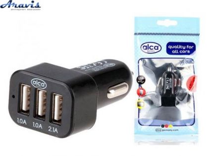 Зарядка в прикуриватель 3*USB 2100mA короткий 510510 Alca