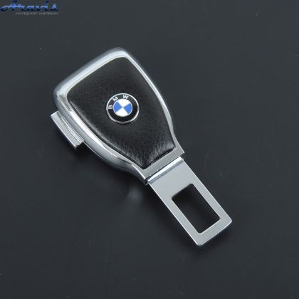 Заглушка ремня безопасности метал BMW цинк.сплав + кожа + вход под ремень FLY тип №5