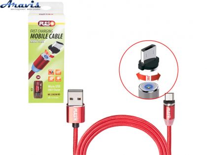 Кабель магнітний Pulso MC-2302 RD USB-Micro USB 2.4А, 2m, red тільки зарядка