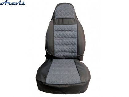Чехлы на сиденья Pilot B+ ткань черная+ткань серая середина стеганная РОМБ Tuning с карманом и замком