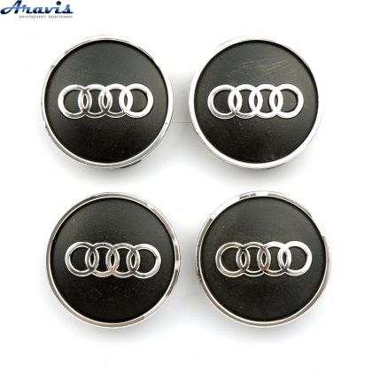 Ковпачки на диски Audi чорні об'ємні 60/55мм заглушки на литі диски