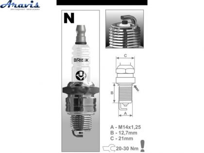 Свечи зажигания Brisk N19.4B Classic Зазор-0.7мм ключ-21 УАЗ M 14x1,25 1324