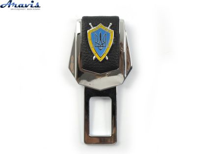 Заглушка ременя безпеки метал Герб України цинковий сплав + шкіра FLY тип №2