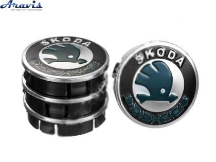 Ковпачки на диски Skoda 60x55 чорний метал 4шт 50000