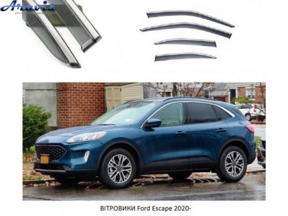 Дефлекторы окон ветровики Ford Escape 2020- П/К скотч FLY молдинг из нержавеющей стали 3D BFDRJ2023-W/S (148-149)