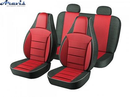 Чехлы на сиденья Pilot 2110/Priora седан ткань черн.+ткань красная