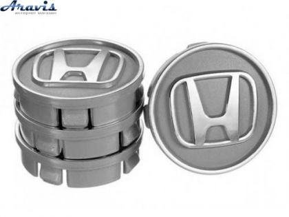 Колпачки на диски Honda 60/55мм серый/хром пластик объемный логотип 4шт