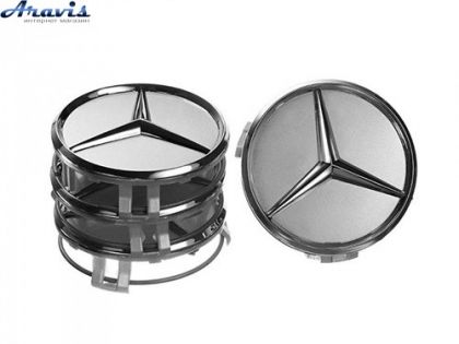 Ковпачки на диски Mercedes 75x70 сірий ABS пластик без кільця 53526 4шт