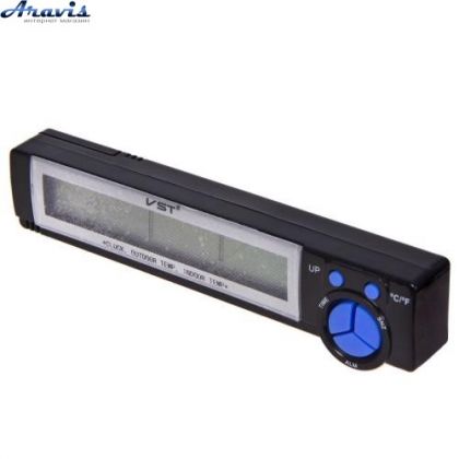 Часы VST-7043V термометр внут/наруж/подсветк/вольтметр/блистер