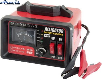 Зарядний пристрій автомобільного акумулятора Alligator AC807 6-12V стрілка регулювання сили струму