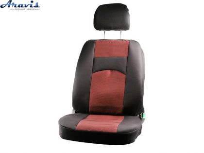 Чехлы на сиденья ВАЗ 2108-15 черные красная середина Автосвiт 4 подголовника