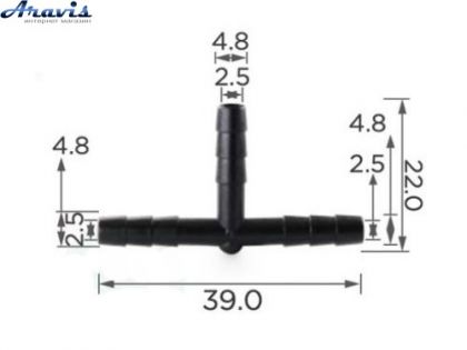 Соединитель C0405 для трубок тройник d4.7мм OEM 22207 100 шт