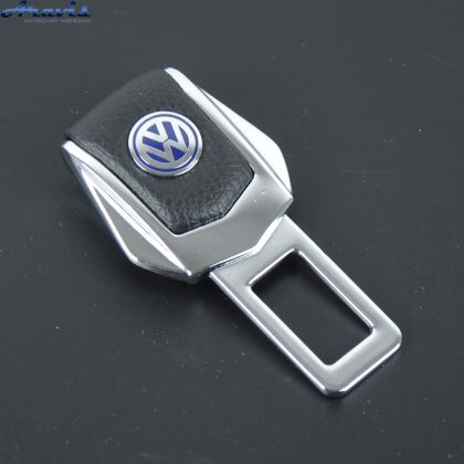 Заглушка ремня безопасности метал Volkswagen цинк.сплав + кожа FLY тип №2