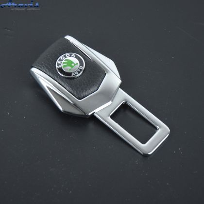 Заглушка ременя безпеки метал Skoda цинк.сплав + шкіра FLY тип №2