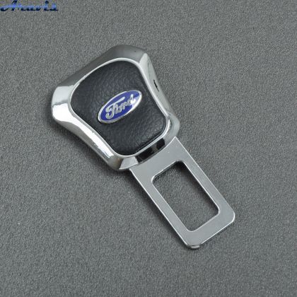 Заглушка ремня безопасности метал Ford цинк.сплав + кожа FLY №7